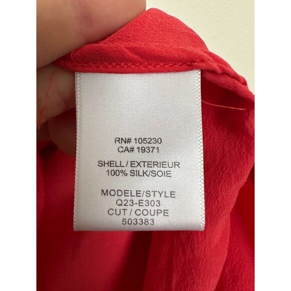 Equipment Femme Silk Collarless Button Down Shirt Coral Pink Work Women's Small - Picture 6 of 7